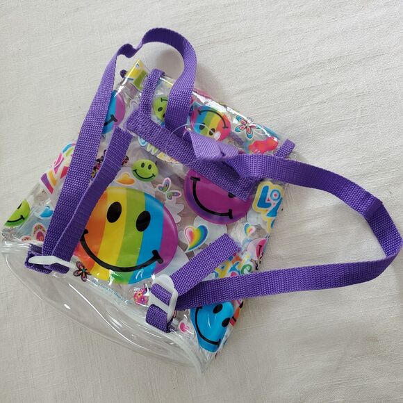 Vintage 90s Lisa Frank Smiley Clear Purple Backpack Mini - Picture 5 of 10